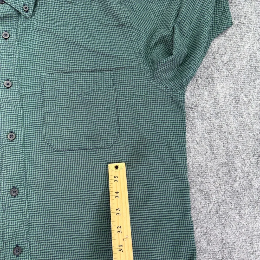 LL Bean Shirt Mens LT Tall Green Wicked Good Flannel Houndstooth Slightly Fitted